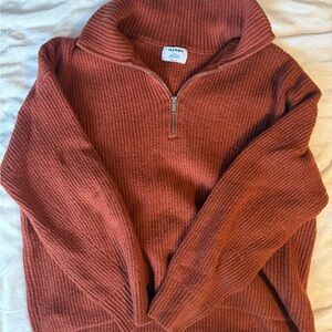 Old Navy Rust Knit Half-Zip Sweater